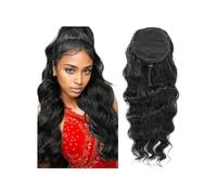 Ponytail Extension Extensions de queue de cheval ondulées profondes de 25 à 76 cm, cheveux humains, avec cordon de serrage, avec 2 clips, for femmes(30inch)