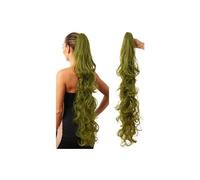 Ponytail Extension Extensions de queue de cheval, postiches synthétiques bouclés et ondulés de 86 cm de long, à clipser, for femmes(Green)
