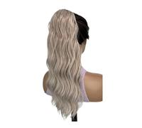 Ponytail Extension Extensions de queue de cheval synthétiques avec cordon de serrage, cheveux longs, bouclés et ondulés, blond platine argenté, for femmes, 45,7 cm(Platinum Silver Blonde)