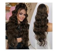 Ponytail Extension Extensions de queue de cheval synthétiques for femmes, postiche de queue de cheval synthétique longue et ondulée, douce et naturelle, usage quotidien(Dark brown)