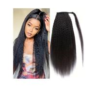 Ponytail Extension Kinky Straight Human Hair Ponytail Extensions Natural Black Color Brazilian Real Clip in Drawstring Yaki Hairpiece Afro 10-26 inch(24inches)