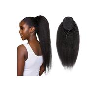 Ponytail Extension Queue Cheval Avec Cordon Serrage 12 À 26 Pouces For Femmes Noires Extensions Cheveux Humains Crépus Droites Brésiliens Remy Yaki Pince Droite Dans Les(24inches)