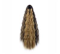 Ponytail Extension Queue de cheval à cordon de serrage de 55 cm for femmes noires, extension synthétique bouclée et profonde, postiche afro crépue et bouclée, for un usage quotidien(4H27)