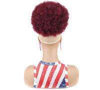 Ponytail Extension Queue de cheval afro à cordon de 25 cm, chignon bouclé crépu, extensions courtes synthétiques for femmes noires(Wine red)