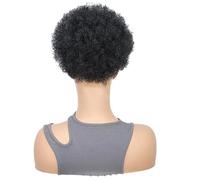 Ponytail Extension Queue de cheval afro à cordon de 25 cm, chignon bouclé crépu, extensions courtes synthétiques for femmes noires(Black)