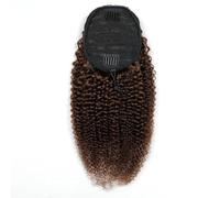 Ponytail Extension Queue de cheval afro frisée et bouclée, cheveux humains, densité 150, cheveux vierges brésiliens, extension de queue de cheval à cordon for femmes noires(Light Brown,20inch)