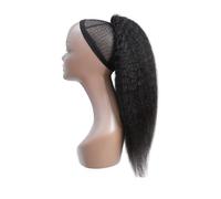 Ponytail Extension Queue de cheval droite crépue Yaki, extensions de cheveux humains avec cordon de serrage, pince brésilienne en pièces Afro Remy queue de cheval postiche for femme(20 inch)