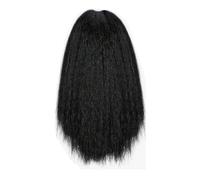 Ponytail Extension Queues de cheval longues et lisses Yaki à cordon, extensions de cheveux synthétiques épaisses, noires et crépues, à clipser, for un usage quotidien(Black,20inch)