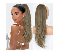 Ponytail Extensions Extensions de cordon de serrage ondulées de 26 pouces de long Postiches synthétiques en queue de cheval for femmes Queue de cheval quotidienne Clip synthétique multicouche dans les