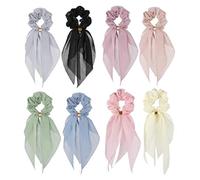 Ponytail Hair Tie Times Ties pour femmes filles, 8 PCS Scrunchie Double Caler Bow Cheveux mignons Rabbit Ear Bow Hair Scrunchies avec des couleurs assorties