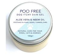 POO FREE Gel Apaisant Neem & Aloe pour Chien - 99% d'origine Naturelle - Confort Cutané Ciblé - sans Parfum & Non Gras - Apaise Les Démangeaisons - 100g