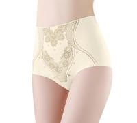 Poo4kark Culotte Taille Haute en Soie glacée pour Femme, Amincissante et rehaussante des Hanches, sans Couture, imprimée, sans Ourlet (Beige, M)