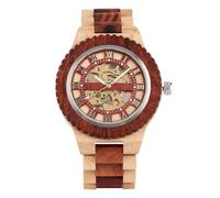 Poo4kark Dentily Montre Automatique en Bois pour Homme avec Squelette Triangulaire et mécanique (14X7X4CM)
