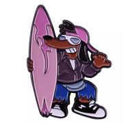 Poochie Poochie Poochy Dog Itchy Surf Beach Dude Lunettes de soleil Cool Animé Comédie TV Animation Humour Blague 3,8 cm Badge en émail, 1.5 Inches, Émail, émail