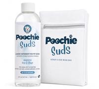 Poochie Suds Ensemble de lessive pour animaux de compagnie, 473,6 g de détergent et sac de lavage en maille pour jouets, colliers et équipements, sans parfum, sans danger pour les animaux de compagnie