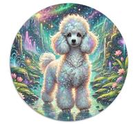 Poodle 1000 Pièces Puzzle Circulaire Chien de Compagnie Puzzle Adulte pour Enfants Jeu Cadeau Unique Jeu D'Intelligence De l'art De La Décoration Moderne 1000pcs (67.5x67.5cm)