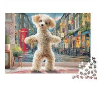 Poodle 1000 Pièces Puzzle Unique Belle Décoration Familiale Tan Poodle Debout on Street Puzzles Jouets De Difficiles pour La Famille 52x38cm/1000pcs