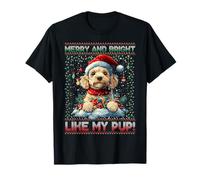 Poodle Christmas Tree Lights Decorations Dog Lover Xmas T-Shirt