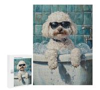 Poodle in Bathtub with Sunglasses Puzzle 1000 Pièces Educa Jouet en Bois Cadeau Unique Décoration Intérieure Jeu Éducatif Challenge Toy Adultes Et Enfants À Partir De 14 Ans 500 PCS