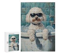 Poodle in Bathtub with Sunglasses Puzzle 1000 Pièces Educa Jouet en Bois Cadeau Unique Décoration Intérieure Jeu Éducatif Challenge Toy Adultes Et Enfants À Partir De 14 Ans 300 PCS