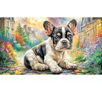 Poodle-on-a-Colorful-Street 1000 pièces Puzzle Papier recyclé Jeu Familial Amusant & Stimulant Puzzle Idée Cadeau Parfaite à des Fins de Relaxation 38x52/1000 pièces