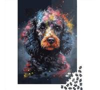 Poodle Painting Puzzles 1000 Pieces Cadeau Unique Jeu Éducatif Challenge Toy À De Qualité Supérieure Peinture Art pour Adultes Et Enfants 1000pcs (38x26cm)