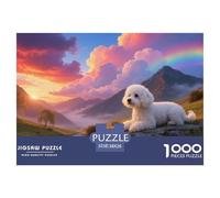 Poodle Puzzle 1000 Pièces Jouet Divertissement Créatif De l'art De La Décoration Animal de Compagnie Chien Jeu Éducatif Challenge Toy pour Adultes Et Enfants À Partir De 12 Ans 38x26cm/1000pcs