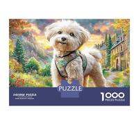 Poodle Puzzle 1000 PiècesBichon Frisé pour Experts Carton Résistant À l'usure Difficile Anti-Stress Édition Limitée avec Affiche Guide 52x38cm/1000pcs