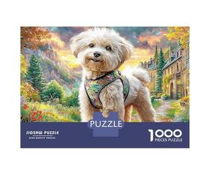 Poodle Puzzle 1000 PiècesBichon Frisé pour Experts Carton Résistant À l'usure Difficile Anti-Stress Édition Limitée avec Affiche Guide 52x38cm/1000pcs
