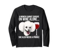 Poodle Wine Lover Gift for Her Manche Longue