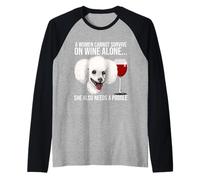 Poodle Wine Lover Gift for Her Manche Raglan