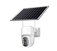 POOIQX Caméra de sécurité extérieure HD 3MP à énergie Solaire, Batterie Interne, Faible consommation d'énergie, Fonction Vision Nocturne, Audio bidirectionnel PIR, Aide au Suivi(3MP NO SD Card)