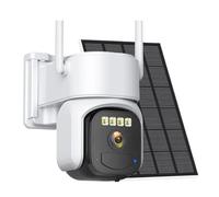 POOIQX Caméra de Surveillance extérieure sans Fil Wi-FI 5 MP, alimentée par énergie Solaire, Rotation à 360 degrés, détection PIR Humaine, Vision Nocturne Couleur, Aide au Suivi(4G Add 64GB Card)