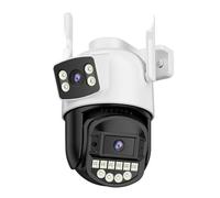 POOIQX Caméra de Surveillance Wi-FI extérieure 8 MP 5K à Double Objectif avec Zoom numérique 5X, caméra IP CCTV PTZ Vision Nocturne et sécurité 4K, Aide au Suivi(8MP NO SD Card)