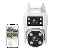 POOIQX Caméra IP PTZ WiFi 2MP, Double Objectif, Vision Nocturne Couleur, Suivi Humain par IA, caméras de Surveillance CCTV sans Fil for l'extérieur, Aide au Suivi(Only Camera)