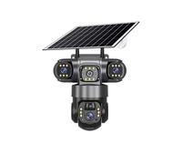 POOIQX Caméra IP WiFi extérieure 6MP Triple objectifs écrans Moniteur vidéo de sécurité Vision Nocturne caméras vidéosurveillance étanche, Aide au Suivi(4K 6MP No SD Card)