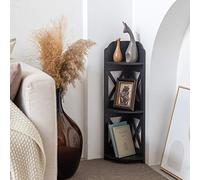 Pooja Mandir Étagère d'angle pour salon, table de chevet étroite pour petits espaces, support de plantes à 3 niveaux pour l'intérieur, étagère de douche pour petite salle de bain, noir TuoxinEM