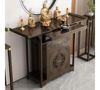 Pooja Table d'autel en bois avec espace de rangement, banc de méditation et de prière pour la maison, meuble d'autel bouddhiste