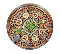 Pooja Thali, ensemble rond Pooja Thali, assiette murale décorative Meenakari, design indien traditionnel fabriqué à la main, plateau rond en métal avec travail en émail doré, rouge, bleu, vert