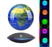 Poojaed Globe lévitant magnétique avec lumière LED, carte du monde de globe flottant rotatif à 360 ° pour affichage de bureau à domicile, cadeau de technologie cool pour hommes père garçons et filles