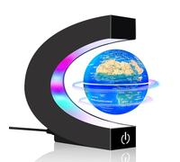 Poojaed Lampe magnétique flottante avec lumières LED, gadget C Frame Globe pour bureau, maison, bibliothèque, bureau, beau cadeau pour homme, femme, papa, maris (bleu)