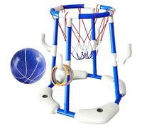 Pool Basketball Hoop, 2-in-1 Floating Basketball Hoop & Ring-Toss Toys, Pool Float Games with 1 Balls and 12 Rings for Kids Adults, BluePool