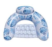 Pool Float, Inflatable Swimming Lounger, Air Mattress, Built-in Cup Holder, Stress Relief Tanning Design, Water Play Beach Pool Lake River Vacation, 43.31x31.89 inches
