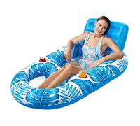 Pool Float Lounger, Inflatable Pool Floats for Adults, Maple Leaf Pattern Raft with Built-in Cup Holder, Sturdy Waterproof Raft for Lake, Indoor Pool, Outdoor Tanning, Relaxation and Fun
