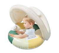 Pool Float - Sun Protection Swimming Pool Float Ring with Canopy, Foldable Safety Seat Swim Ring, Retro Striped Shade | Outdoor Backyard Garden and Water Fun Toy