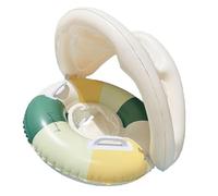 Pool Float with Removable Sunshade | PVC, Vintage Striped Seat Ring | Inflatable Swim Ring for 0-4 Years | Beach Water Play, Cartoon Design