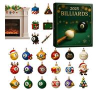 Pool Game Countdown Calendar - Acrylique Billiards Theme 2D Art Ornement, Sport Decorative Display Piece, Festive Collectible Gift | 24-Day For Tree Window Wall Teens Adults Players Fans