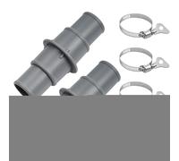 Pool Hose Adapter, Swimming Hose Connector Set, Leak-Proof Fittings, Threaded Design, 2-Piece Pack with 4 Clamps, Ideal for Pools Cleaner, Filter Systems, Garden Use, Beginners, White/Gray Colors