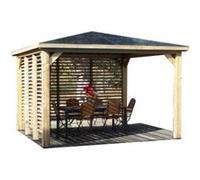 Pool House bois massif avec double paroi ventelles mobiles et orientables