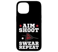 Pool Playing Aim Shoot Swear Repeat Pool Playing Billiards Coque pour iPhone 15